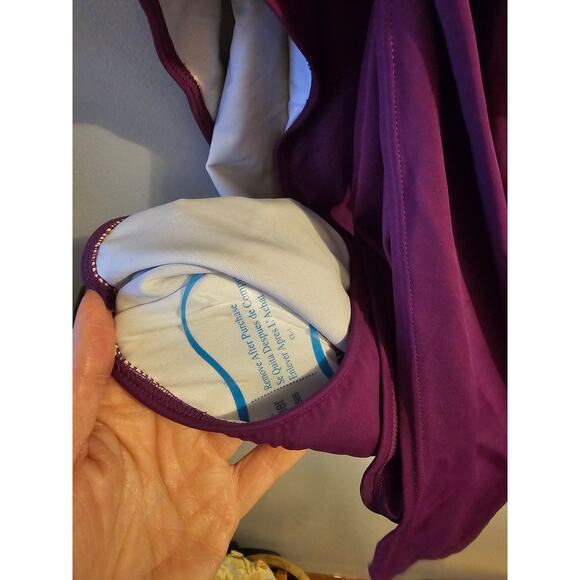 Eloquii purple One Shoulder Cascade Ruffle Swimsuit one piece sz 24 new SW21 - Picture 8 of 8